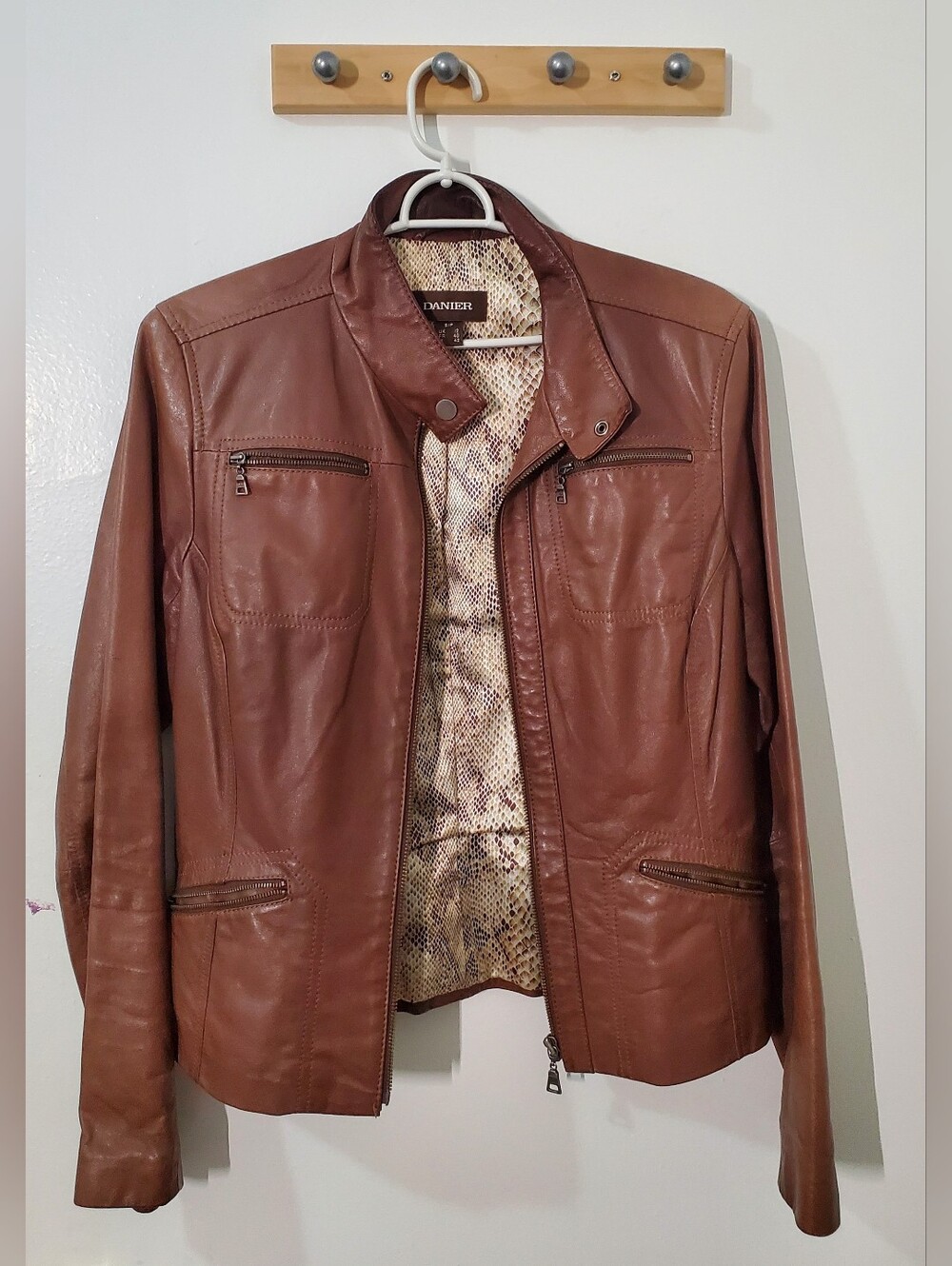 Danier Brown Leather Bomber Jacket